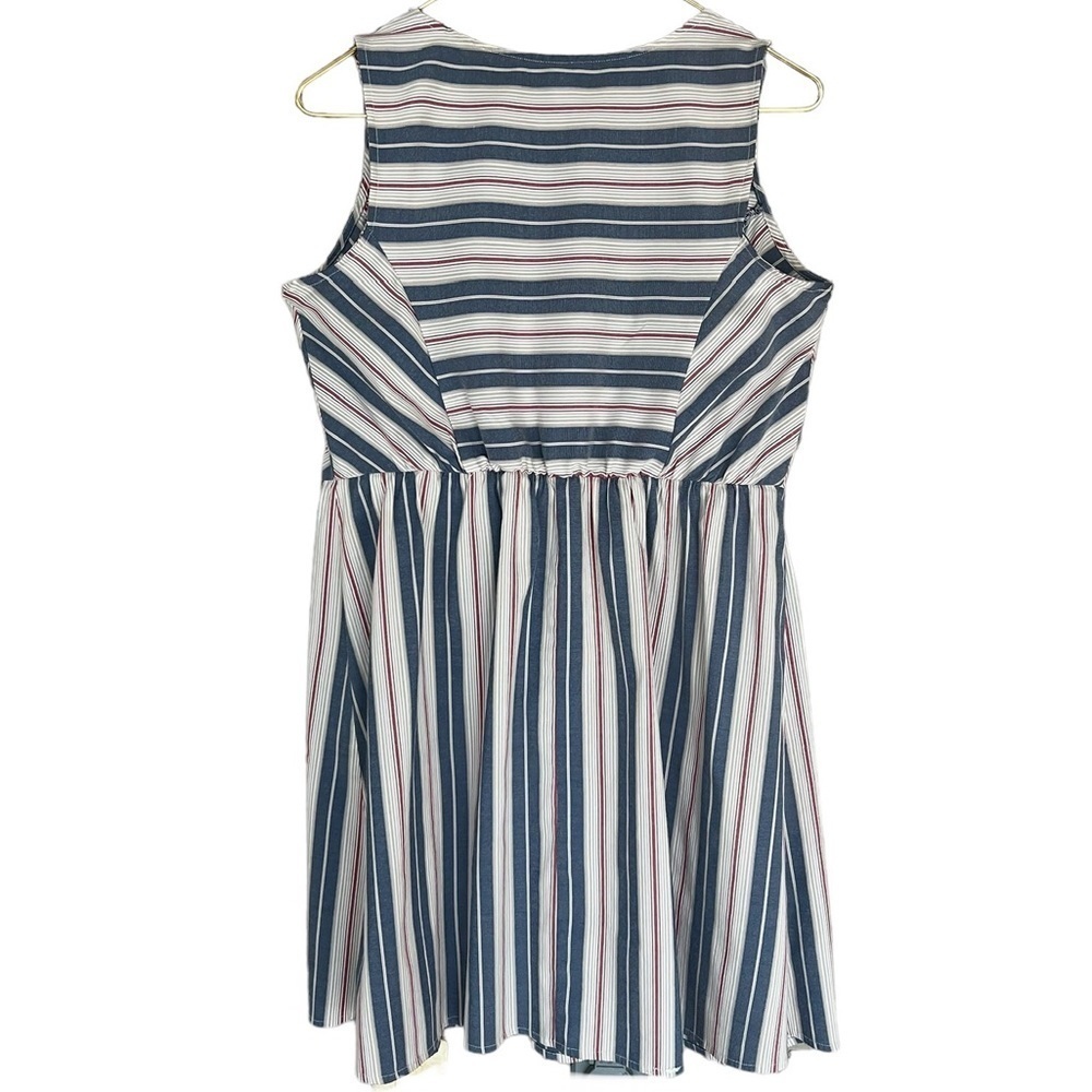 Xhilaration Boho Striped Lace Front Sleeveless Cinch Waist Dress - Picture 3 of 9